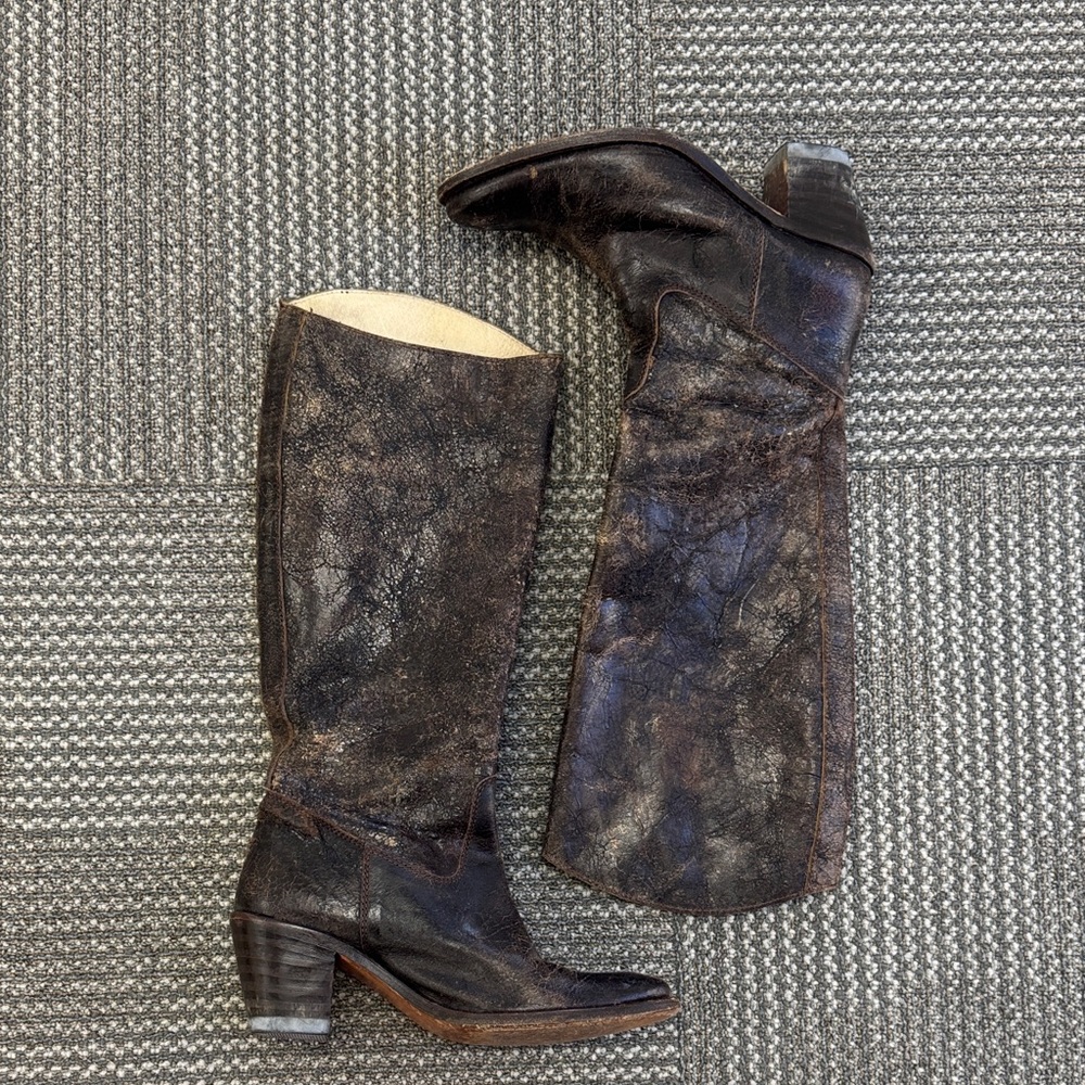 Frye Sandra Distressed Tall Riding Boots, size 8.5